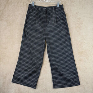 VTG Wet Seal Pants Womens L Black Plaid High Rise Wide‎ Leg Dark Academia Y2K